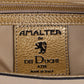Gold textured leather handbag stitched with a square brand tag label of AMALTEA for DEI DUCHI, on a white background. - DEI DUCHI (AMALTEA)