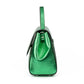 Metallic Green leather handbag with a silver buckle on a white background. - - DEI DUCHI ( AMALTEA)