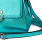 Metallic Turquoise Teal leather handbag with a silver clasp buckle on a white background. - DEI DUCHI (AMALTEA)
