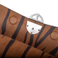Brown leather wallet with chain strap 
 and embossed tiger stripe pattern and burnished metal buckle/clasp on a white background.  -DEI DUCHI (AMALTEA)