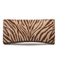 Zebra embossed pinkish leather clutch bag/wallet with a burnished metallic emblem buckle on a white background. - DEI DUCHI (AMALTEA)