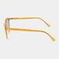 Sunglasses with yellow frame and blue lenses on a white background - Dei Duchi