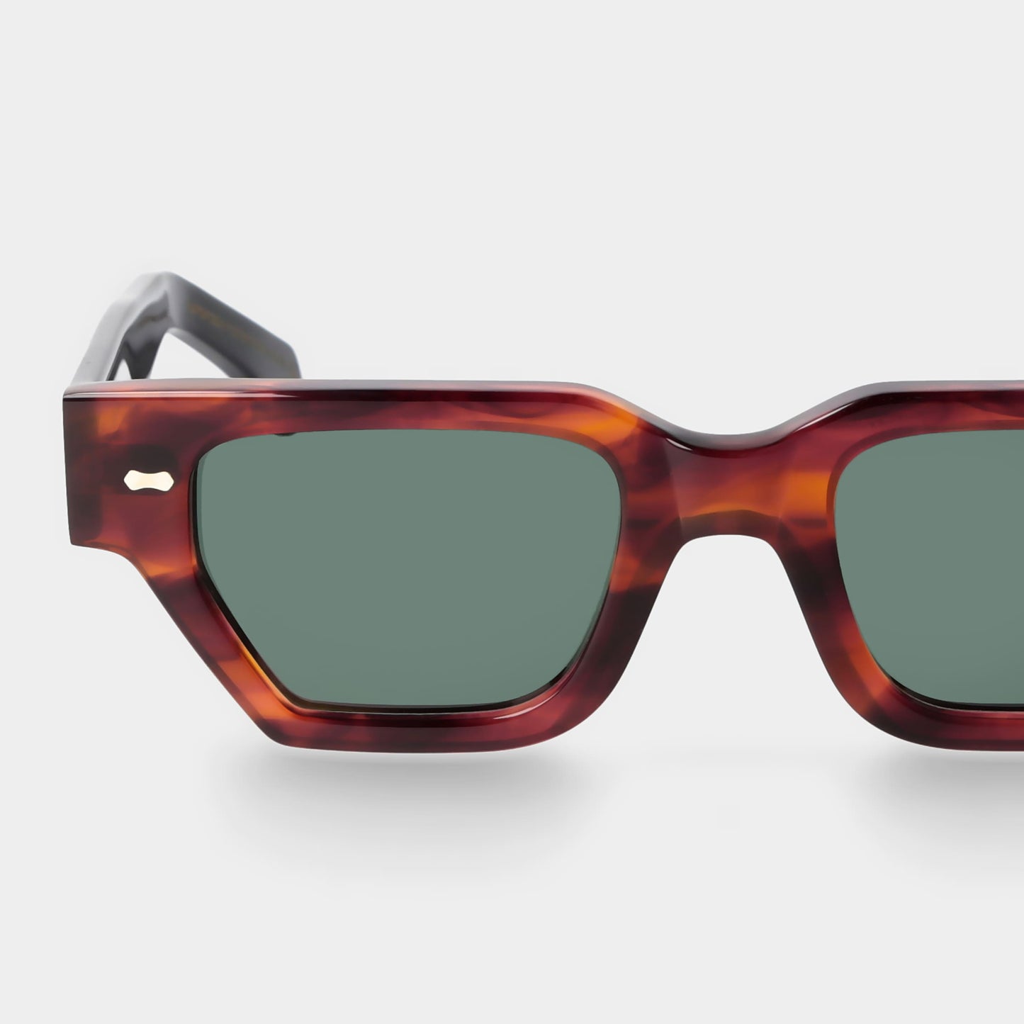 Sunglasses with tortoiseshell frame and dark lenses on a white background. - DEI DUCHI